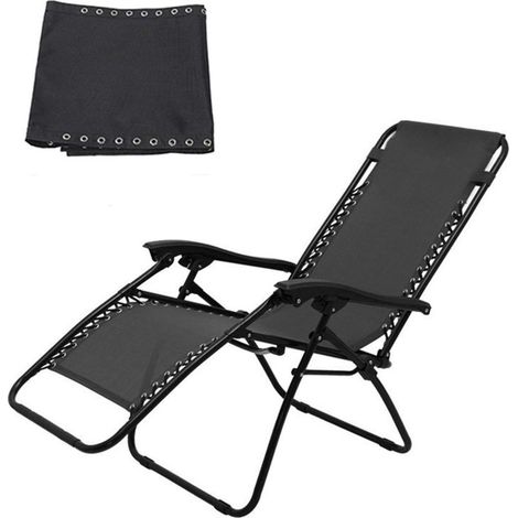 Housse de mobilier de jardin en toile pour transat - Tissu de rechange universel respirant et durable pour transat (toile seule) - Tissu noir 160 x 43 cm - (1/5)