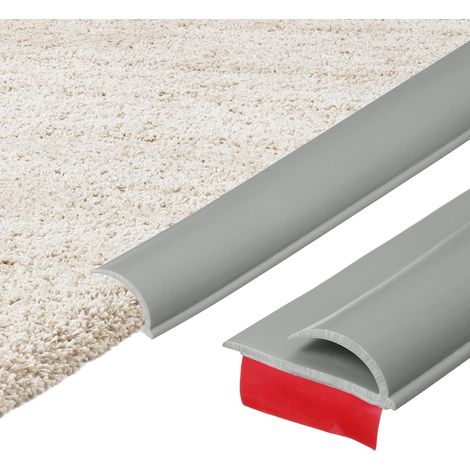 3.28Ft x 1.38" x 0.39" Bande De Transition De Moquette À Carrelage, Borde De Moquette Auto-Adhésive, Couvre-Joint En PVC, Borde De Stratifié Pour Surfaces Inégales, Gris (1/5)