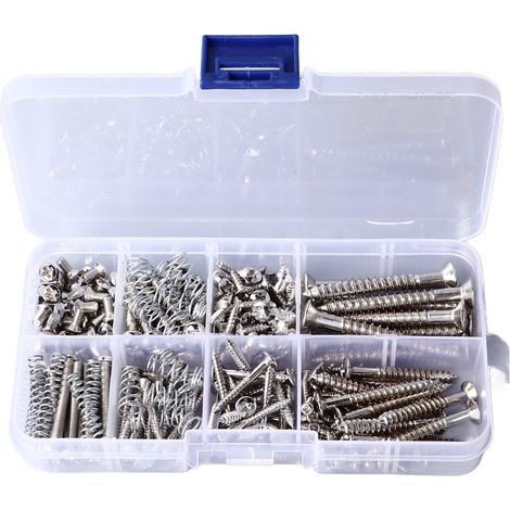 Gitarrenschrauben-Set, Stegschrauben- und Federnsortiment, Metall-Instrumentenzubehör für Reparatur und Wartung, Silber (1/5)