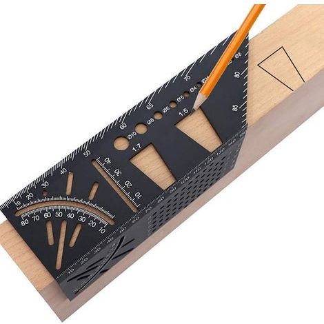 AIDUCHO Winkelmesser aus Aluminiumlegierung für die Holzbearbeitung – 3D-Gehrungswinkelmesser 45 bis 90 Grad, Schreinerlineal, Geschenk für Männer, Väter, Ehemänner (1/5)
