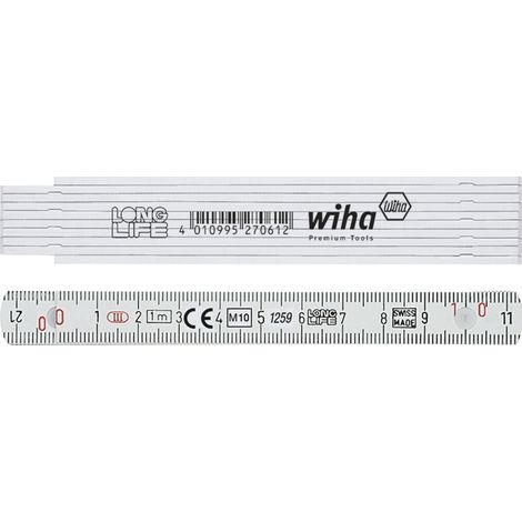 Wiha Mètre pliant Longlife® 1 m métrique, 10 branches 13 mm (27061)