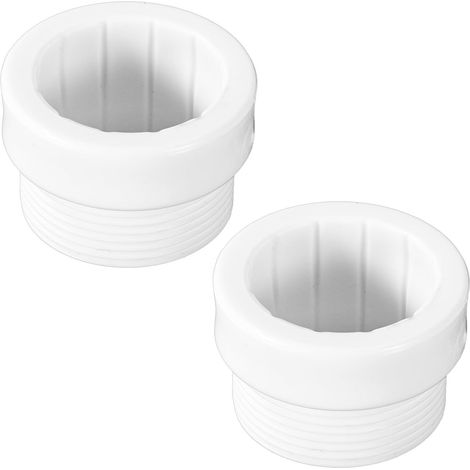 Lot de 2 Stabilisateurs de Mât de Parasol Piscine, Manchon de Support Parapluie en Plastique Adaptateur Fileté Terrasse pour Insert Parapluie de 1 3/4 Pouce (Blanc) (1/5)