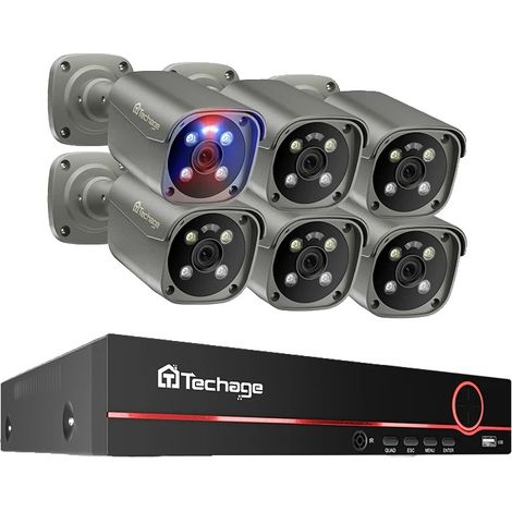 Système de Caméra de Sécurité, 8 Canaux, Détection de Visage par IA, 8CH 6pcs Caméra 8MP, Aucun (1/2)