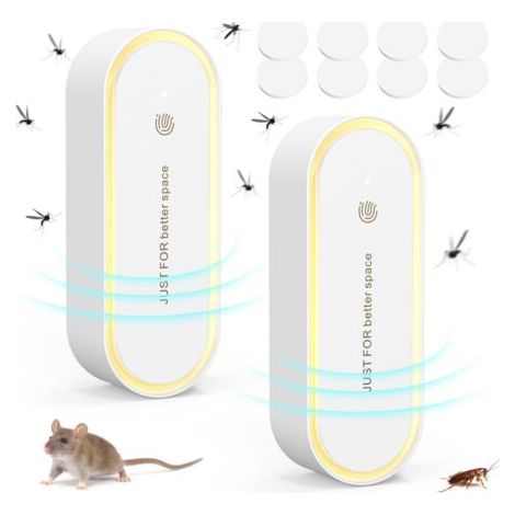 Répulsif Ultrason Moustique, Ultrason Souris Anti Moustique Ultrason, Répulsif à ultrasons insectifuge électronique et Anti-rongeurs pour Rongeurs,Souris,Moustique,Araignée,Cafard,Mouche, Lot De 2 (1/5)