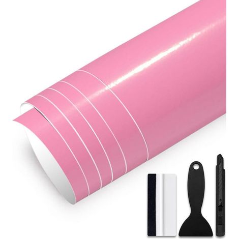 Autofolie Glanz Rosa 30x150cm mit Luftkanälen & Werkzeug-Kit (1/5)