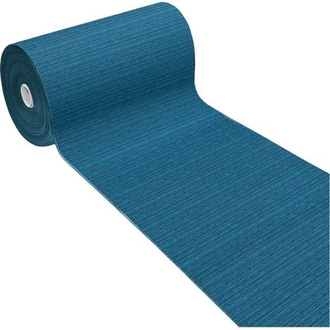 Tapis De Cuisine Coureur Antidérapant Absorbant Rayé Couleur Unie Bleu - 54x80 Cm (1/4)