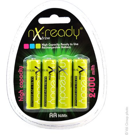 NX - Accus NiMH blister x4 AA NX READY Xtrem 1.2V 2400mAh (1/5)