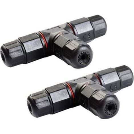Manchon de connecteur de câble étanche pour boîte de jonction, manchon de connecteur de câble externe en forme de T, 2 pièces (noir) (1/4)