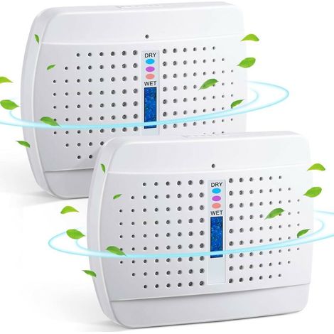 2-piece rechargeable dehumidifier, portable, high-efficiency moisture absorber for closet, car, bathroom
