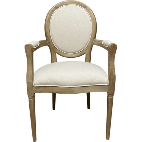 Frame Linen Fabric Louis Dining Chair - L55 x W56 x H94 cm - Brown