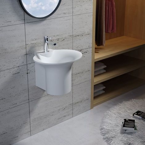 Distribain – Vasque à encastrer ronde en solid surface 500x440x350mm – Finition mate – Livrée avec bonde push&up – SDN1 (1/4)