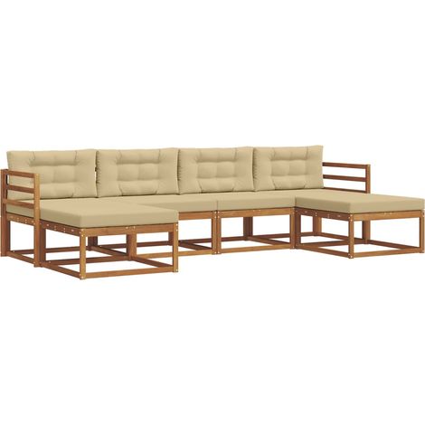 Ensemble de canapés d'extérieur 6 pc Naturel et Beige vidaXL