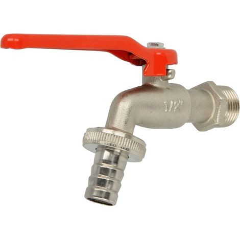 Robinet double service 1/2’’ laiton nickelé, avec raccorde flexible