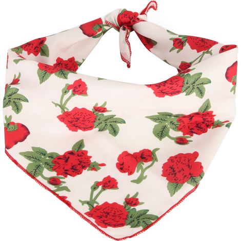 Bandanas pour chien en forme de rose rouge, écharpe en coton doux, portable et pliable pour animal de compagnie, Noël, Pâques, anniversaire L (1/5)
