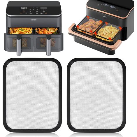 Lot de 2 Protection en Acier Inoxydable pour COSORI Dual Blaze TwinFry 10L/ Cosori CAF-R901-AEU 8,5L, Grille Anti Projection Air Fryer, Protection pour les Éléments de Chauffage Supérieur (1/5)