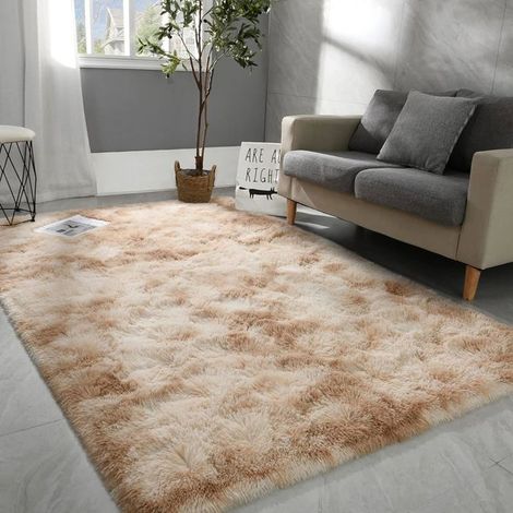Tapis Salon Chambre Shaggy 120 x 160cm Descente de lit Chambre Grande Taille Tapis Moelleux Kaki Style Moderne pour Chambre Canapé (1/4)