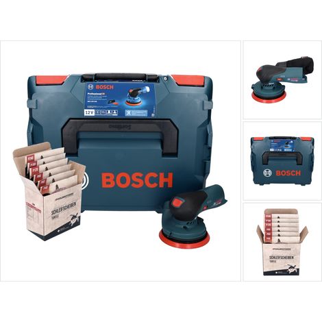 Bosch GEX 12V-125 Levigatrice rotorbitale professionale a batteria 12 V 125 mm brushless + L-Boxx ( 0601372100 ) + set di levigatura Toolbrothers TURTLE - senza batteria, senza caricabatterie