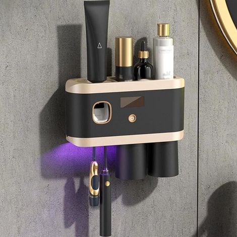 Soporte para cepillo de dientes eléctrico，dispensador automático de pasta de dientes recargable para uso en ducha y baño (1/5)