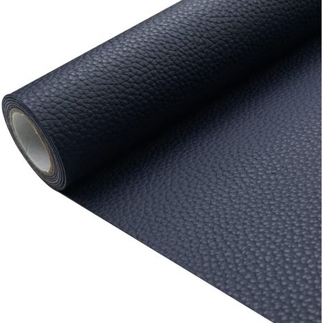 Patch de réparation autocollant pour cuir 60x200 cm bleu foncé - Kit réparation canapé siège auto fauteuil simili-cuir déchirure trou rayure adhésif fort imperméable facile à poser sans outil (1/4)