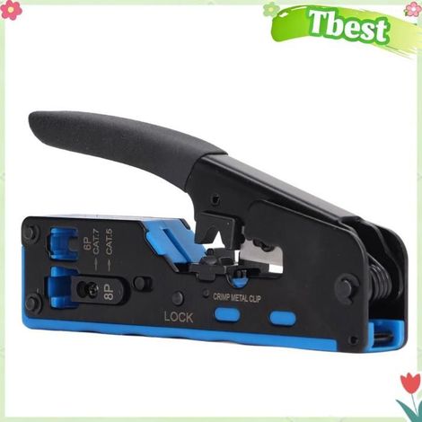 Tbest kit d'outils de sertissage RJ45 Pass Through Kit D'outils de Sertissage RJ45, Pince à Sertir Compacte quincaillerie outils (1/5)
