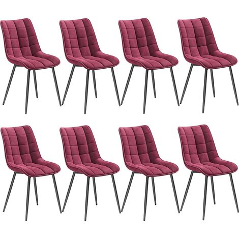 Lot de 8 Chaise de Salle à Manger WOLTU, Chaise de Cuisine, Assise rembourrée en Velours épais, Pieds en métal, Bordeaux (1/5)