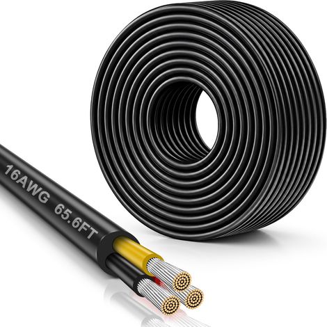 Fil Électrique 16 AWG 20 m, 3 x 1,5 mm², Cuivre Étamé À 3 Conducteurs, Flexible Basse Tension pour LED, Automobile, Haut-Parleurs, CCTV, 5V/12V/24V et Projets DIY (1/5)