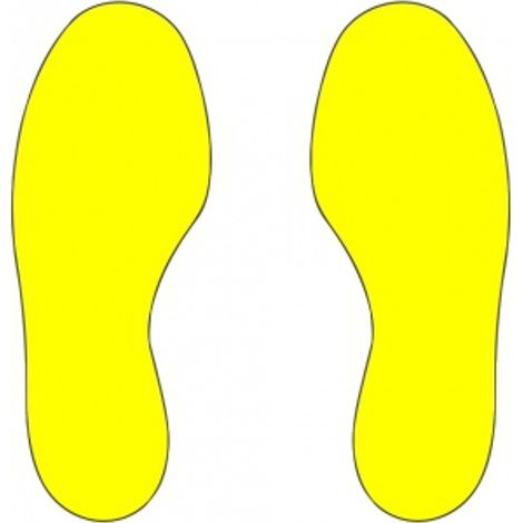 PROVOST - Pictogramme empreinte de pas jaune - Lot de 10 (5 paires) - Signalisation PVC adhésif agressif