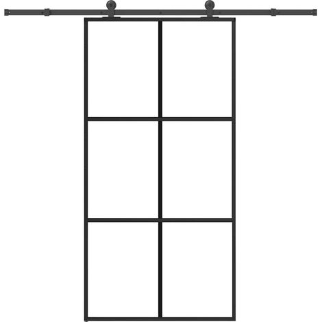 Schiebetür mit Beschlag 102x205 cm ESG-Glas & Aluminium