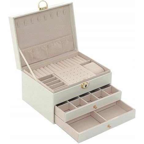 Boîte de rangement bijoux – Vintage – Grande taille – Portable – Multi-compartiments (1/4)