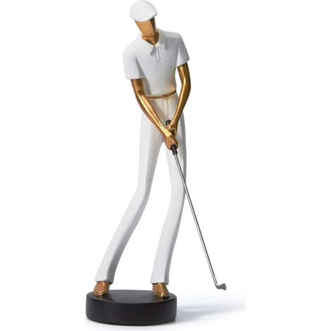 Figurine Golfeur en Résine Blanche 24cm, Statue Décorative de Golf, Sculpture Artistique Cadeau pour Passionné, Ornement de Bureau, Section C (1/5)