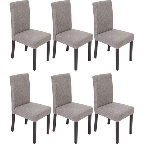 [NUNCA USADO] Lote de 6 sillas de comedor Silla de cocina Littau, textil, gris, patas oscuras (1/5)