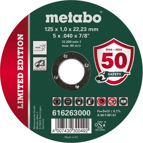 METABO 616263000 INOX cutting disc 125mm x 1mm x 22.23mm