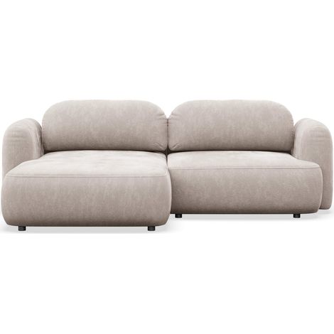 Selsey Tvoya – Ecksofa mit Schlaffunktion, Ottomane links, hellbeige Chenille