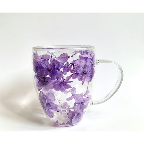Verre à double paroi fleurs séchées et sable doré 350 ml motif n° 20