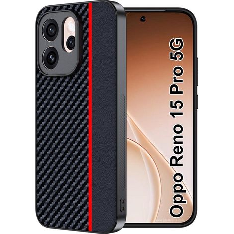Coque de protection pour Oppo Reno 15 Pro 5G – Étanche, antichoc, fibre de carbone, rouge/noir
