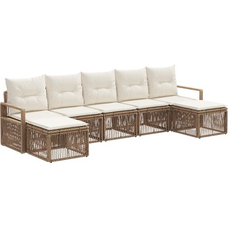 Gartensofa-set 7 pcs Beige Poly-Rattan vidaXL