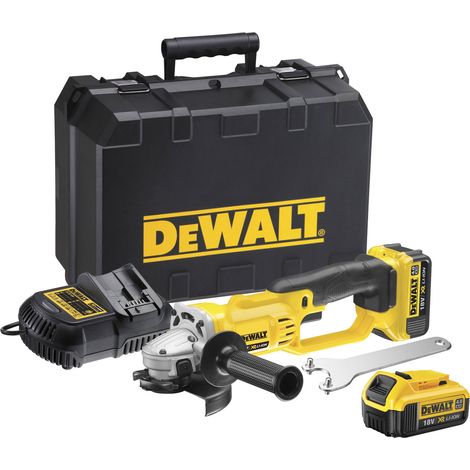 DeWALT - Amoladora angular de 18V 125 mm, 2x batería 4,0 Ah XR, cargador DCG412M2