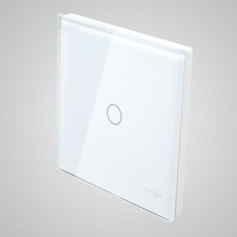 TouchMe Pannello in vetro grande, interruttore singolo, bianco TM701W