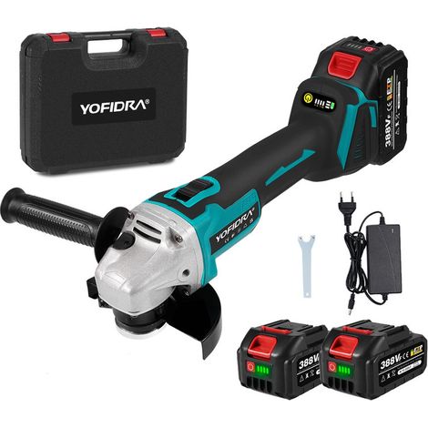 Amoladora angular sin escobillas, amoladora angular inalámbrica Ø125mm, velocidad en vacío 8.500 rpm, 2 baterías de iones de litio (1/4)