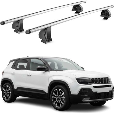 OMAC Barres de toit transversales en aluminium pour Jeep Avenger 2023-2026 – TÜV / DIN 75302:2019 – Antivol inclus – Charge max 75 kg – 2 barres – Gris (1/5)
