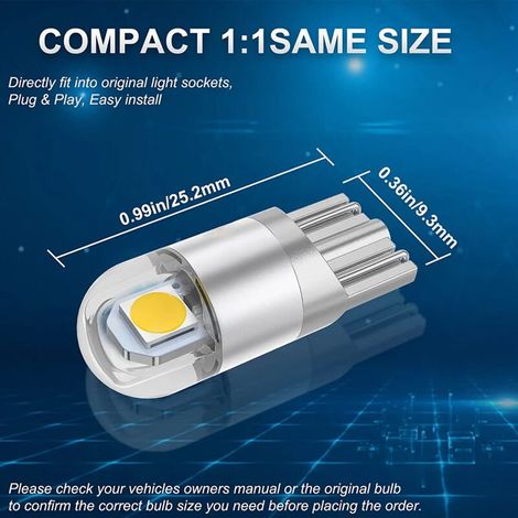 12pcs 194 LED Ampoule de voiture 3030 Chipset 2SMD T10 194 168 W5W Ampoule LED Wedge 1.5W 12V Plaque d'immatriculation Courtoisie Étape Carte Lumières Tronc Lampe Feux de dégagement,Blanc (1/3)