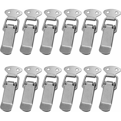 Loquet à ressort 12 pièces en acier inoxydable Fermeture à levier pour caisses et tiroirs Dimensions 72mm Fixation 4mm (1/5)