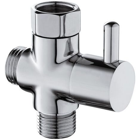 Vanne 3 voies G1/2' en laiton massif – Adaptateur robinet wc chromé – Contrôle de débit pour douche et cuisine – Résistance à la rouille (1/5)