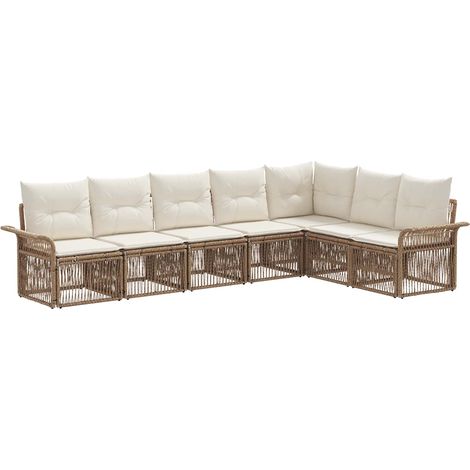 Gartensofa-set 7 pcs Beige Poly-Rattan vidaXL