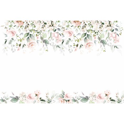 Carta da parati fotografica per bambini con fiori pendenti, rose ad acquerello M084 300x200 (1/5)