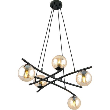 Lampadario Moderno Zarmon Acciaio Nero 5 Luci E14 (1/5)