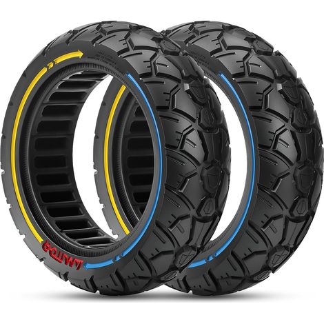 Pneu Plein 10x2.70-2.75 Pouces Offroad, Pneu Increvable 10x2.75-6.5, Roue Pleine Trottinette 70/65-6.5(255x70), Roue Pleine 10x2.70-6.5, Zéro-Entretien & Haute Durabilité, (Fente 53.5mm), 2PCS (1/5)