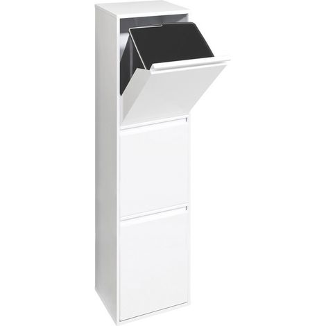 ARREGUI Basic Cubo de basura y reciclaje de acero de 3 cubos, mueble de reciclaje, 3 x 17 L (51 L) Blanco CR301-B