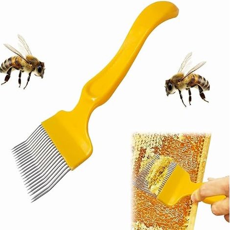 Bee Fork, Beekeeping, Beekeeping Fork, Honey Comb, Honey Scoop Beekeeping, Accessories for Beekeeping Equipment, Beekeeping, Beekeeping Tool, Yellow (1/5)