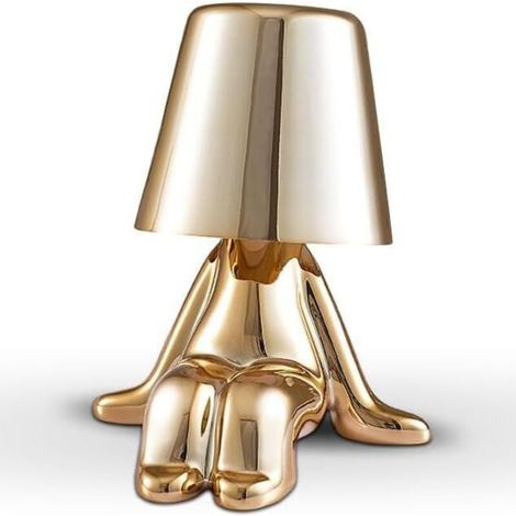Lampe de Table LED sans Fil Créative Rechargeable à Pile Lampe Portative Réglable en Luminosité Design de Modèle Mignon pour Restaurant Chambre à Coucher Patio Studio Article Noël Doré-C (1/5)